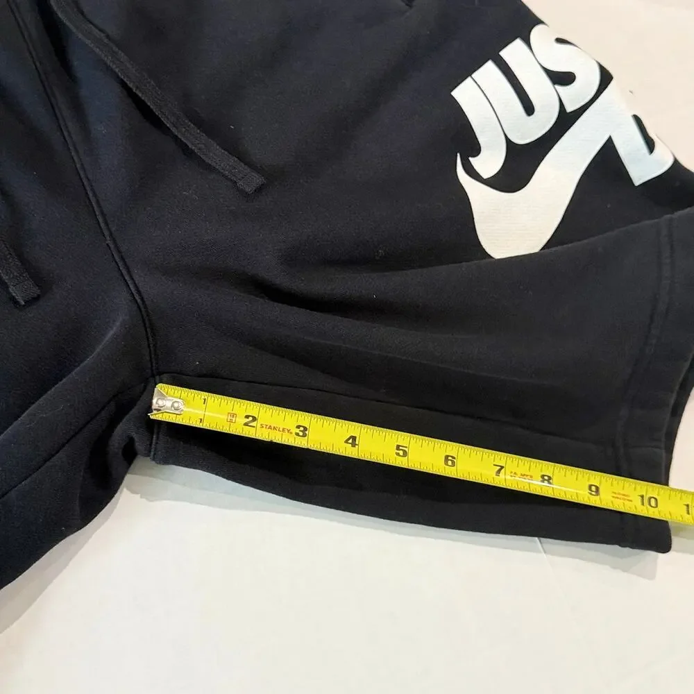 Nike Just Do It Black Fleece Shorts Men’s Size L Elastic Waist With Pockets